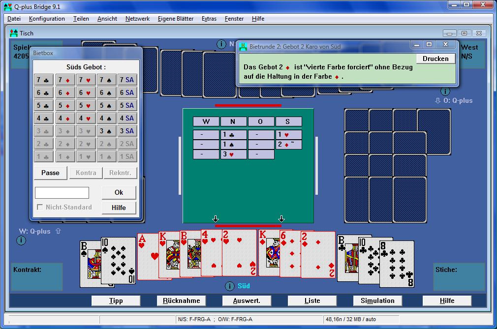 Tischfenster mit Bietbox und Erkl�rung