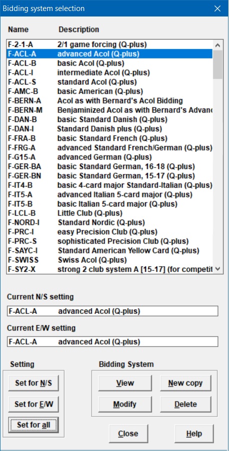 Bidding System Selection